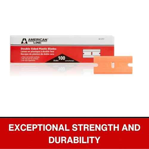 American Line Double Edged Orange Plastic Blades - 100-Pack - Made with Durable Corrosion Resistant Plastic for Stubborn Sensitive Surfaces - .875" x 6.75" x 1.75" - 66-0707