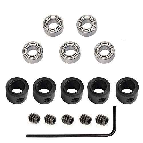 5pc 1/4 inch The Shank with Bearings Accessory Kit Ball Bearing for Router Bit -Interior:6.35MM Outer:12.7MM
