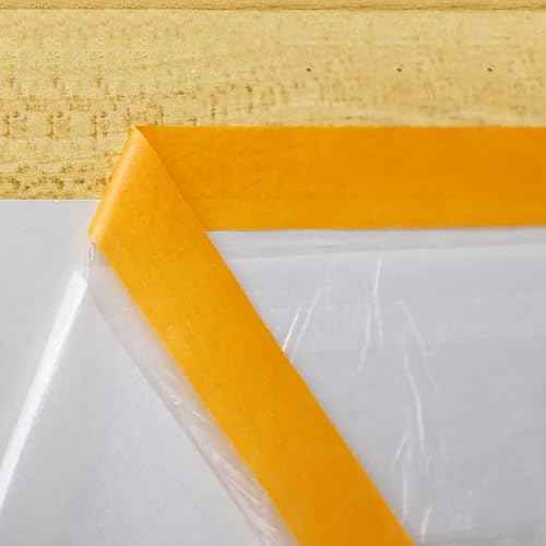 Pre-Adhesive Masking Film - 55inx65ft Rolls of Painted Paper, Plastic Painting Film for Automotive Painting Overlay (Masking Film: 4 Rolls)
