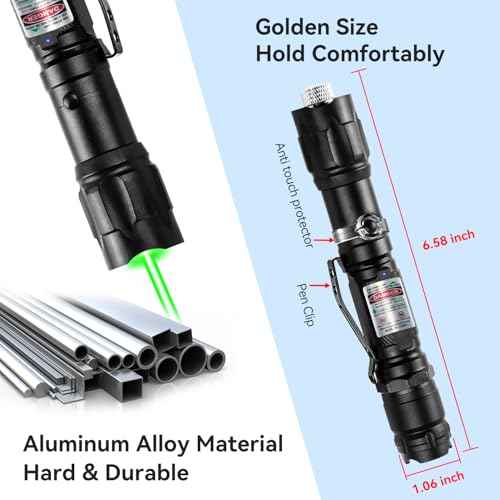 [Professional] Rechargeable Green Laser Pointer High Power Green Beam Laser Light Long Distance Range for TV/LED/LCD Screens Tactical Flashlights Presentation Office/Outdoors/Astronomic [002]