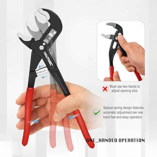 HAUTMEC 3PCS Tongue and Groove Joint Pliers Tool Set, Auto-Adjusting Water Pump Pliers Set with Storage Tool Bag, Comfort Grips, 7 10 12Inch Plier Rust-Proof CRV Steel Construction for Plumbing