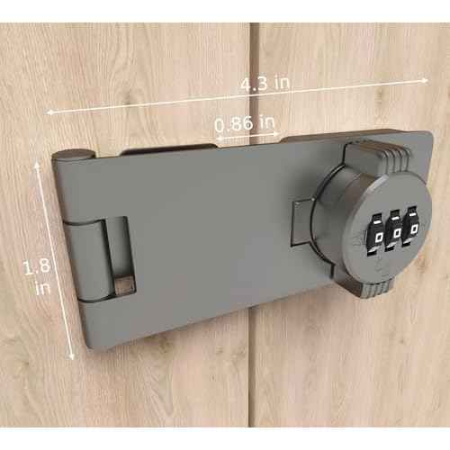 Keyless Combination Lock ? 3-Digit Combination Lock for Cabinet Doors ? Twist Knob Hasp Latch Lock with Password Code ? Zinc Alloy Cabinet Door Latch for Kitchen Drawers, Cabinets, Cupboard (Grey)