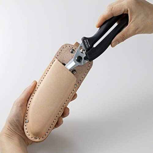 Wazakura Bonsai Scissors Tool Holster Made in Japan W 3inch (75mm) Beige, Japanese Garden Small Tool Pouch with Belt Clip, Scissor Holder with Belt Loop, Bonsai Shears Case for Gardening Tool Belt