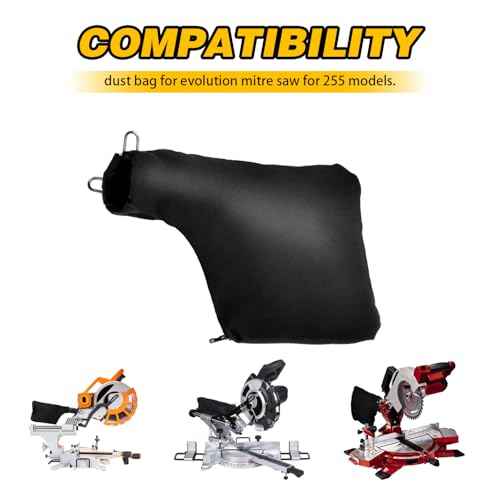 Dust Bag for Miter Saw 255 Model, Adjustable Bracket Size Dust Collector Bags with Zipper, for Diameter of 45mm-50mm