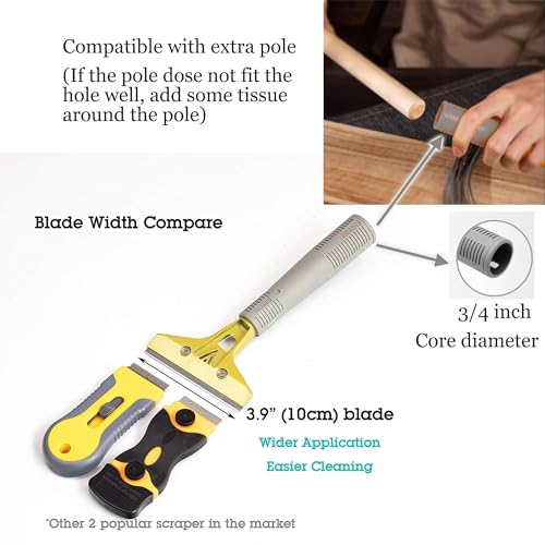 4" Wide Extendable Razor Blade Sticker/Paint Scraper Remover for Window Glass Windshield Tile Granite Wall Cleaning Hand Tool, Gum Cleaning, Stove Cleaner, SCRP-A