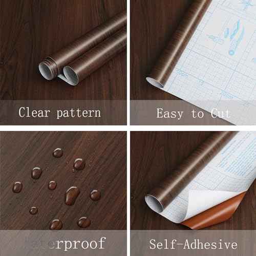 Heroad Peel and Stick Wallpaper Wood Contact Paper Red Brown Wood Grain Contact Paper Wallpaper Thicken Textured for Cabinets and Drawers Countertops Waterproof Self Adhesive Vinyl 17.5" x 78.7"