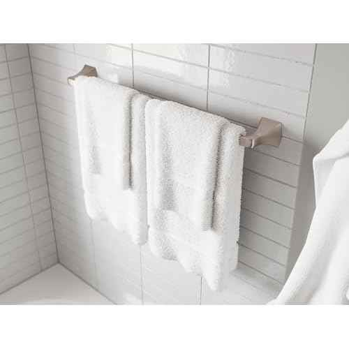Pfister Bruxie 3-Piece Bathroom Hardware Set with Towel Bar, Towel Ring, and Toilet Paper Holder, Wall-Mounted, Spot Defense Brushed Nickel Finish, BTBBIE3GS