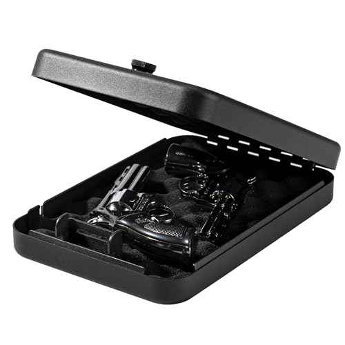 Gun Safe for Pistol Small Portable Handgun Lock Box with Combination Lock, Pistol Safe for Car, Home, Travel, 9.4" x6.6" x1.8",Black