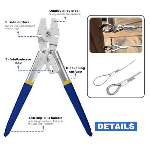 Sanuke Wire Rope Crimping Tool Kit, 100FT 1/16" Stainless Steel Cable 7X7 Strand Core, 100PCS Aluminum Crimping Loop Sleeve, 12PCS Wire Rope Thimble