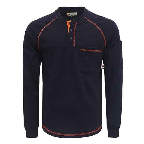VATRENUS FR Shirts Henley 5.5oz 100% Cotton Flame Resistant Long Sleeve T-Shirts