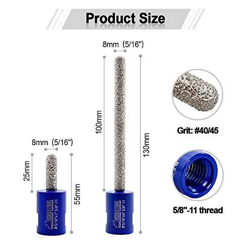 SHDIATOOL Diamond Mortar Raking Bit 5/16-inch x 4-inch and 5/16-inchx1-inch for Brickwork Joint Mortar Removal and Tuck Pointing Granite Marble Masonry Stone (2 Pack)