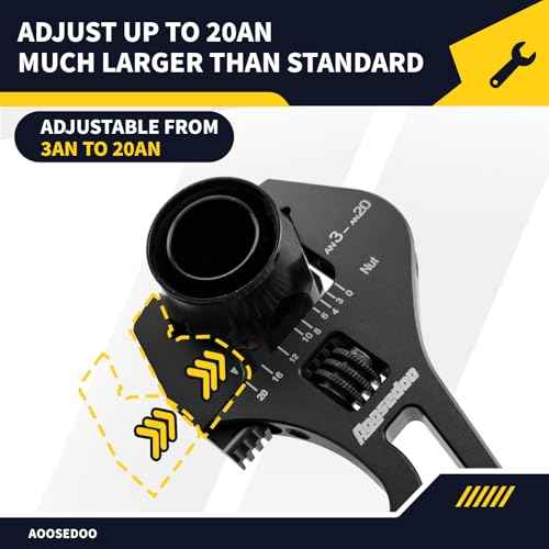 3AN-20AN AN Fitting Wrench AN Fitting Tool for AN Hose Fitting Assembly Adjustable Lightweight Aluminum Black With Double-ended AN Wrench 6AN Socket-AN8 B-nut Blue