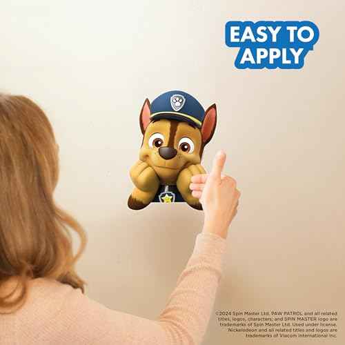 Paw Patrol Chase Peeking Wall Decal - 7" Vinyl Wall Sticker Bedroom Decorations - Paw Patrol Room Decor Peel and Stick