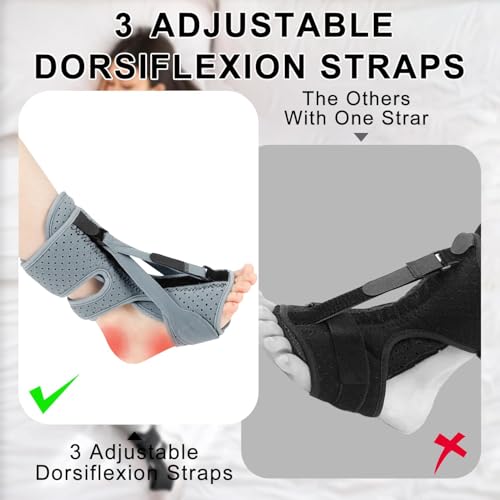 Plantar Fasciitis Night Splint,Upgrade 3 Adjustable Plantar Fasciitis Relief Brace,Adjustable Aluminum Bar Inside,for Pain Relief Fasciitis,Achilles Tendonitis,Foot Drop with Women Men