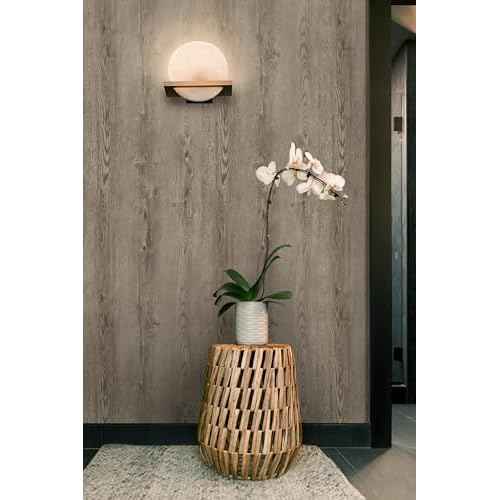 GloryTik 118"X17.7" Grey Brown Wood Grain Contact Paper Faux Wood Peel and Stick Wallpaper Wood Removable Self Adhesive Waterproof Wallpaper