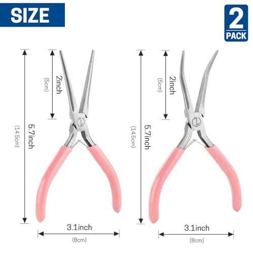 VISEMAN 6" Mini Needle Nose Pliers with Comfort Grip Handles, 2PCS Long Nose Pliers Set for Handmade Craft, Pink