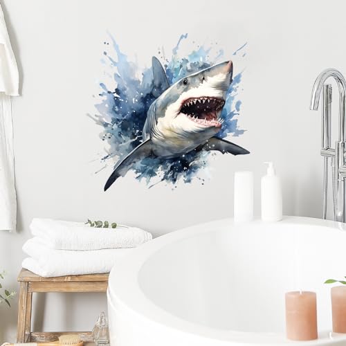 20.1'' x 19.7'' Shark Wall Stickers for Nursery Sea Animals Wall Stickers for Kid Boy Baby Room Stickers Peel and Stick Wall Art Home Decor Living Room Bedroom Bathroom