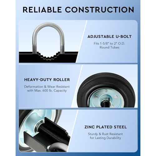 CO-Z 6" Heavy Duty Sliding Gate Wheel for Metal Tube, 600 lb Capacity Chain Link Fence, Undermount Rolling Carrier, Double Wheels, 2Pcs