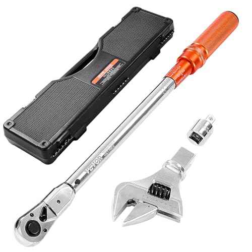 VEVOR Adjustable Torque Wrench 1/2 Inch Drive, 20-160Ft.lb/27.1-216.8Nm, 38MM Open End, 3/8 Inch Drive Torque Wrench with Interchangeable Jaw & Ratchet Head for HVAC, Car, Moto, Narrow Pipeline