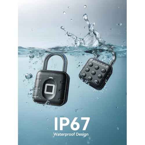 NexusLab 6-Digit Smart Padlock with TUYA App - IP67 Waterproof, Military Zinc Alloy, 10 Passwords, Dual Alerts for Gym/School/Travel Lockers (Black) (with Tuya APP Contrl)