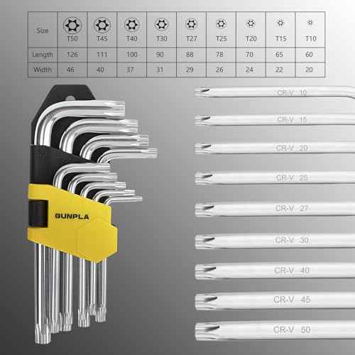 Gunpla Torx Hex Key Allen Star Short Arm Wrench Hex Keys Security Torx End Holes Set of 9 Pieces with Storage Case T10-T50 for Home Maintenance DIY