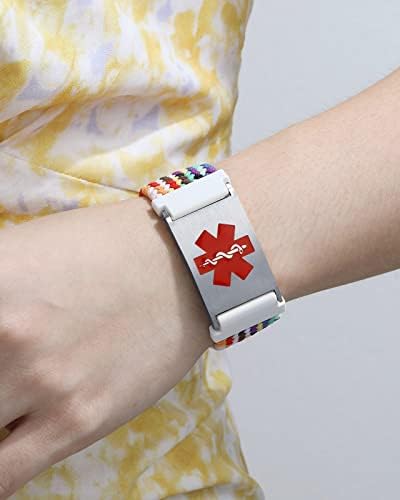 Personalized Sport Medical Alert Bracelets for Women Men - Custom Medical ID Bracelets with Free Engraving - Hook and Loop/Elastic/Stainless Steel/Silicone Watch Wristband Emergency Bracelet