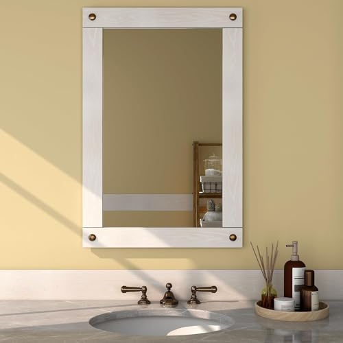 YENHOME Peel and Stick Mirror Frame Border White Wood Wallpaper Border Peel and Stick 3" X236" Bulletin Board Borders Mirror Frame Stickers for Bedroom Bathroom Self Adhesive White Wood Grain Tape