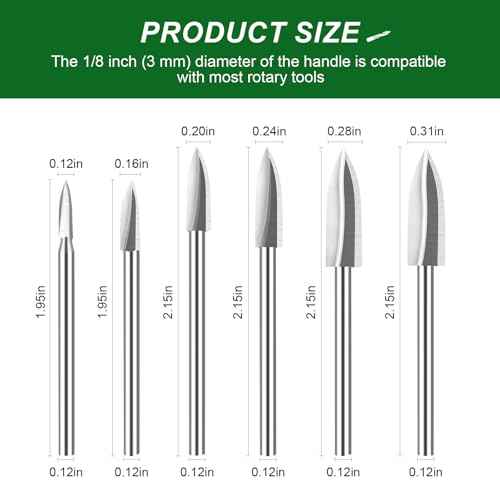 6 PCS FFyeiiy Wood Carving Bits, 1/8¡± HSS Rotate Tool Engraving Drill Bit Set, DIY Wood Carving Bits Crafts Grinding, Woodworking Rotary Tools Shank Universal Fitment