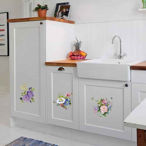 3 Pcs Flowers Wall Stickers Wall Decals Peel and Stick for Room Decorations Living Room Bedroom