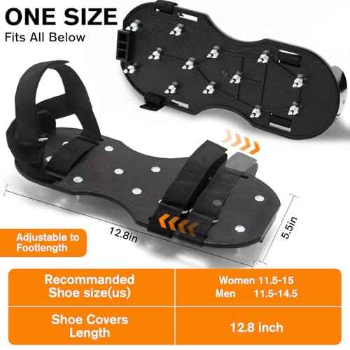 Epoxy Floor Spiked Shoes Fully Assembled Gunite Spiked Shoes with 3/4" Short Spikes for Garage Floor Epoxy, Overlays, Cover Installation, 1 Pair (Black, Large Size)