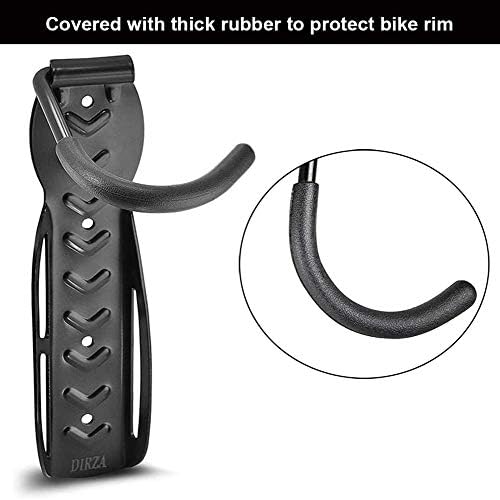 Dirza Bike Rack Garage Wall Mount Bike Hanger Bike Hooks Bike Storage Bicycle Vertical System for Garage Indoor Shed - Easily Hang/Detach - Holds up to 65 lb with Screws Black