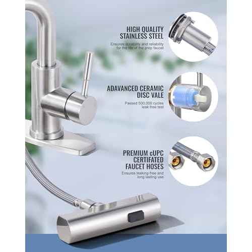 ALEASHA Bar Sink Faucet Single Hole, 3 Water Modes Wet Bar Faucets with Pull Out Sprayer, Prep Sink Faucet 360 Swivel for Small Kitchen Bathroom Faucets with cUPC Supply Lines, Brushed Nickel