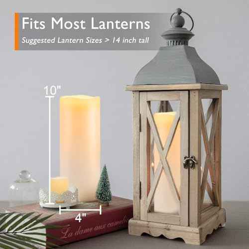 Homemory 10" x 4" Large Waterproof Outdoor Flameless Candles with Remote Control and Timer, Battery Operated Flickering LED Pillar Candles for Outdoor Larterns, Porch, Long Lasting, Set of 4