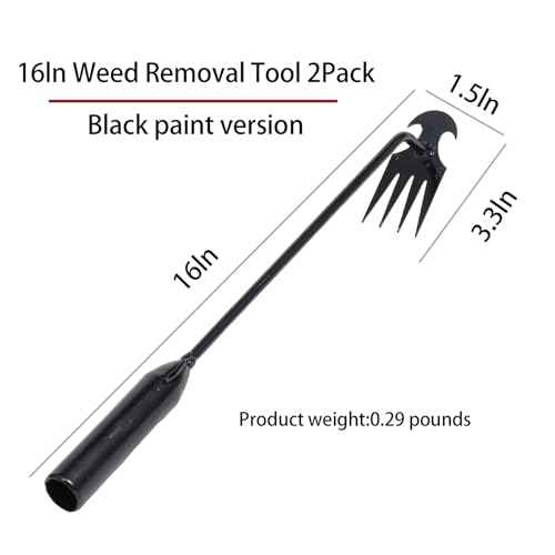 Garden Weed Pulling Tool Uprooting Weeding Tool, 4 Teeth Weed Puller Tool Manganese Steel Garden Weeder Tool for Vegetable Gardening Planting (Black, 2 Pack, 16 inches)