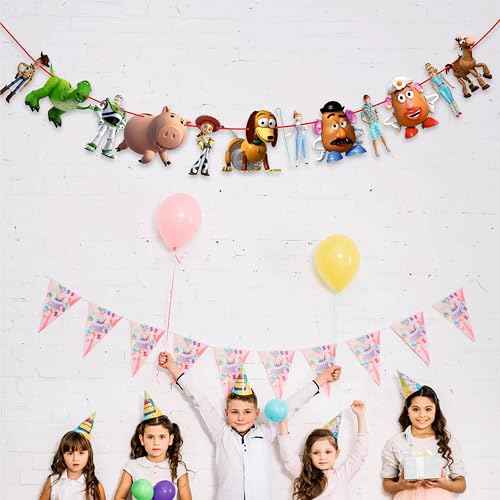 Toy Stry Garland Decoration for Birthday Party ? Cartoon-Inspired Hanging Banner with Cowboy and Space Hero Theme ? Reusable Party Garland ? Wall Backdrop or Toy-Themed Celebration Decoration