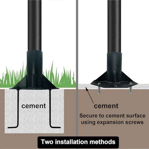 Outdoor Light Post Base for 3 inch Surface Mount Post, Heavy Duty Metal Flange Anchor Base, Black Pier Mount Adapter with Accessories, Used for Patio Outside Deck Yard Home Lawn (10-inch mount base)