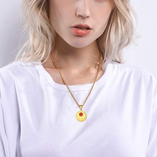 Supcare Medical Alert Necklace for Men Women, Stainless Steel Engraved Medical Emergency Pendant,Customized Medical ID Jewelry(16 Types)