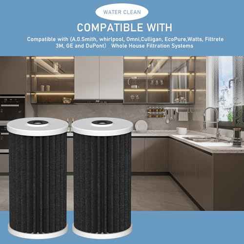 4.5"x10" 5 Micron Carbon Sediment Water Filter Replacement Cartridge Compatible with AO Smith, Whirlpool, Omni, Culligan Whole House Filtration Systems - AO-WH-PREL-RCP, 2 Pack