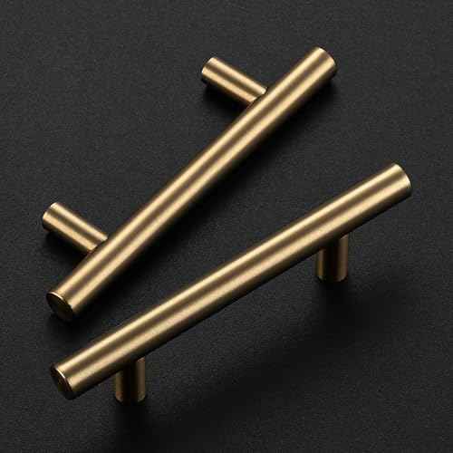 Ravinte 50 Pack 5 Inch Cabinet Pulls Champagne Bronze Stainless Steel Kitchen Drawer Pulls Cabinet Handles 5 InchLength, 3 Inch Hole Center