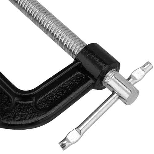 JEUIHAU 4 PCS 3 Inch C Clamp Set, Cast Iron C Clamps, Black Metal Small C Clamp with Sliding T-Handle, 3 Inch Mini G Clamp for Woodworking, Welding, Building, Metal Workpiece