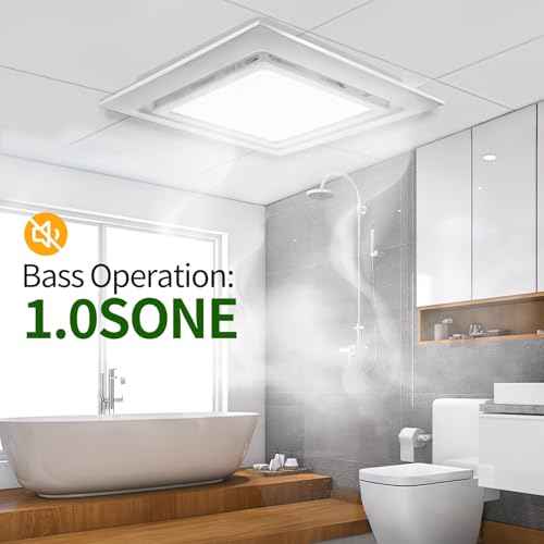 TEPU Bathroom Exhaust Fan with Light 144 CFM, 11.8In Grille, Housing 9.8" x 9.8", Duct 4 Inch, 1.0 Sone Quiet Bath Ceiling Vent Fan Combo with 6500K 1200LM LED Light, for Bathroom, Laundry, Shower