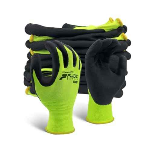 12 Pairs Foam Latex Coated Work Gloves with Breathable Nylon Shell for Precision Tasks, Construction, Warehouse
