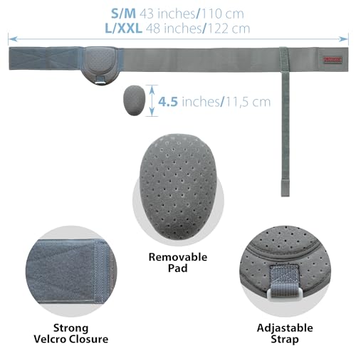 ORTONYX Inguinal Hernia Belt for Men and Women with Removable Compression Pad and Adjustable Waist Strap, Hernia Support Truss for Inguinal, Incisional Hernias, Left/Right Side - Gray L/XXL