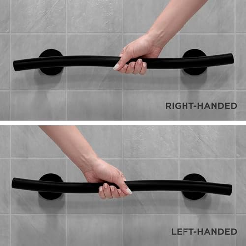 HEALTHCRAFT (2X Pack) Wave Decorative Grab Bars, ADA Compliant Bathroom Safety Bars for Seniors, Wall-Mounted, Supports Up to 500 lbs (Left & Right) (Matte Black, 24 Inch)