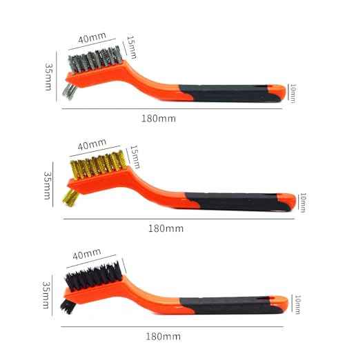 Small Wire Brushes Set for Cleaning Rust Removal in Holes, 3pcs Brass/Stainless Steel/Nylon Brushes