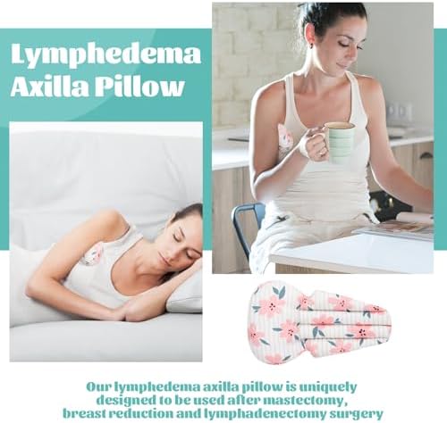 Lymphedema Axilla Pillow Armpit Pain Relief Mastectomy Recovery Supplies, 4PCS Cotton Lumpectomy Mastectomy Pillows Post OP Multicolor Breast Surgery Pillow (Pink Brown)
