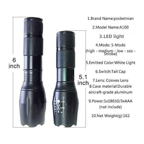 MODOAO LED Flashlights High Lumens 1500LM Waterproof Tactical Flashlight with 5 Light Modes for Hiking, Camping, Emergency Outdoor Use (5 Pack)