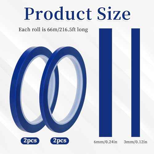 4 Rolls Fine Line Tape, Multi-Size Vinyl Fineline Pinstripe Tapes, 2 Roll 1/4 in x 36 yd and 2 Roll 1/8 in x 36 yd Fineline Masking Tapes, Flexible Pinstripe Tape for DIY Car Auto Paint Art, Blue