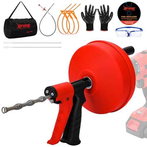 50 FT Double Mode Drain Snake Tools, 11-in-1 Drain Auger for Sink and Drain Unblocking, Plumbing Snake for Kitchen, Bathrom and Shower Sink, Snake for Real DYIs¡¼Upgraded¡½