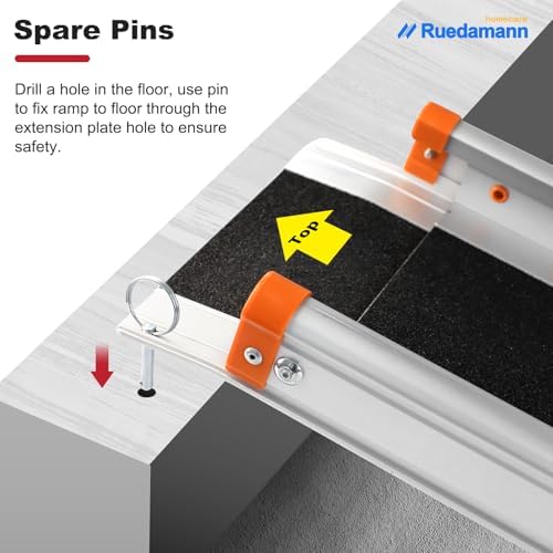 Ruedamann Portable Wheelchair Ramp, 7FT Adjustable Aluminum Ramp for Home, 600lbs Capacity,Telescoping Non-Skid Surface Wheel Chair Ramp for Home, Stairs, Steps